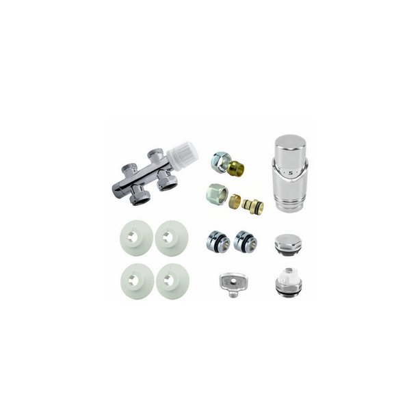 Riko Complete rechte onderblokset 16x2,0 mm + 15 mm knel, chroom