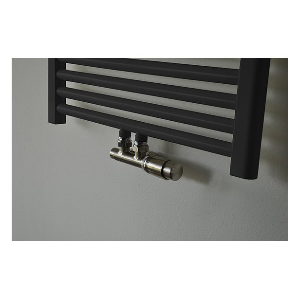 Riko Set thermostatisch onderblok, haaks-rechts, geborsteld staal