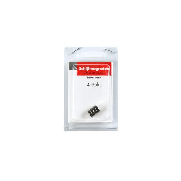 Blister mini schijfmagneet sterk 10x3mm/ 4 st