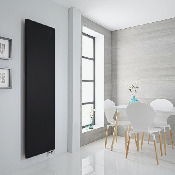 500x1600 - 700 watt | handdoekradiator vlak mat zwart elektrisch