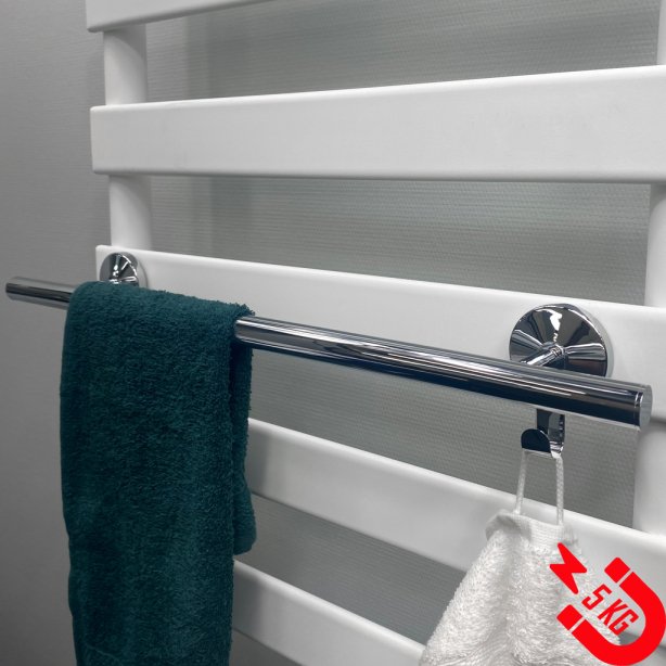 BSXL magnetisch 400 mm handdoekenrek met haakje voor radiatoren – Chroom