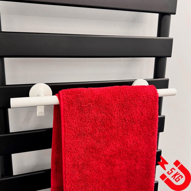 BSXL magnetisch 400 mm handdoekenrek voor radiatoren met haakje - Wit