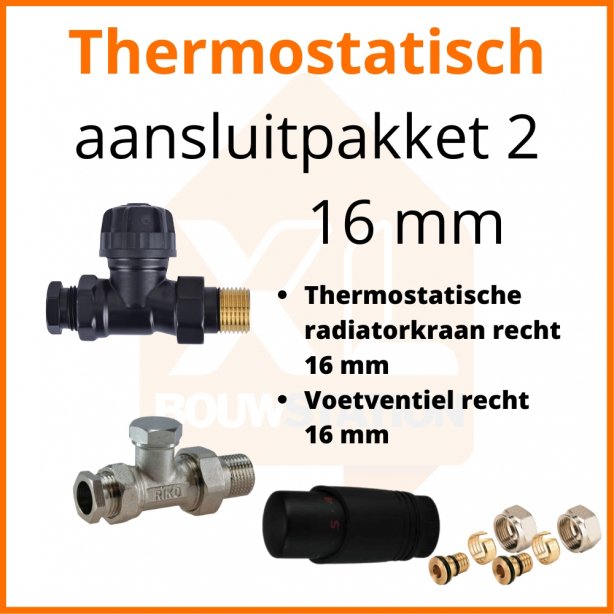 Eco 4 Zwarte thermostatisch M30 aansluitpakket 2 t.b.v. 16 mm buis