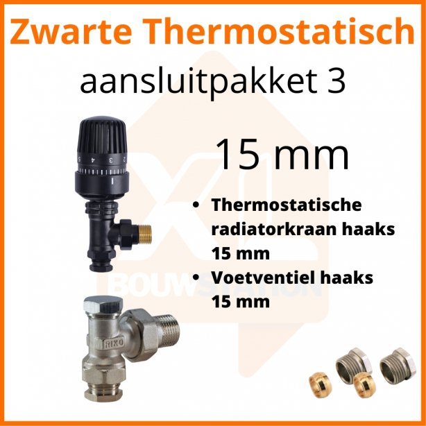 Eco 4 Zwarte thermostatisch M30 aansluitpakket 3 t.b.v. 15 mm buis
